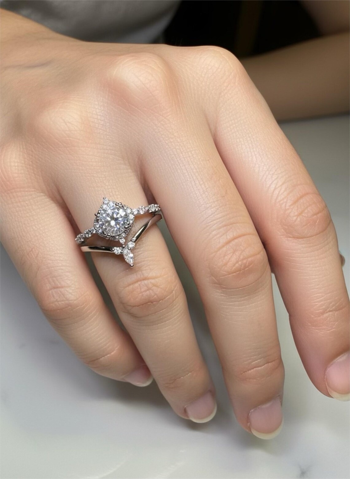 2.75 Ct Round Cut Created Diamond Women’s Bridal Set Ring 14K White Gold Finish