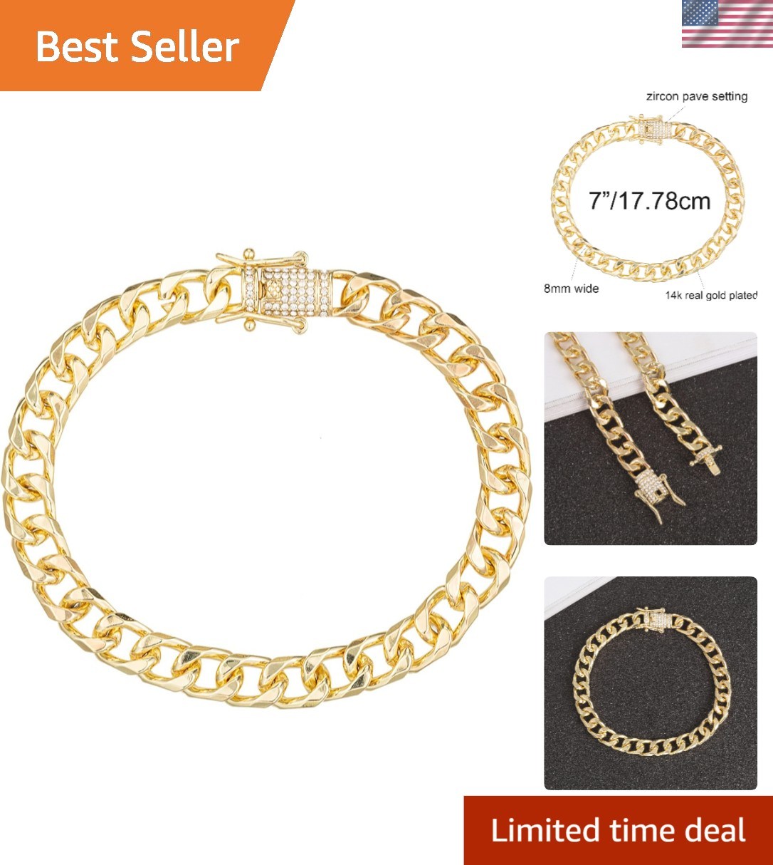 Elegant Gold Cuban Link Anklet with Rhinestones – Perfect Gift for Any Occasion