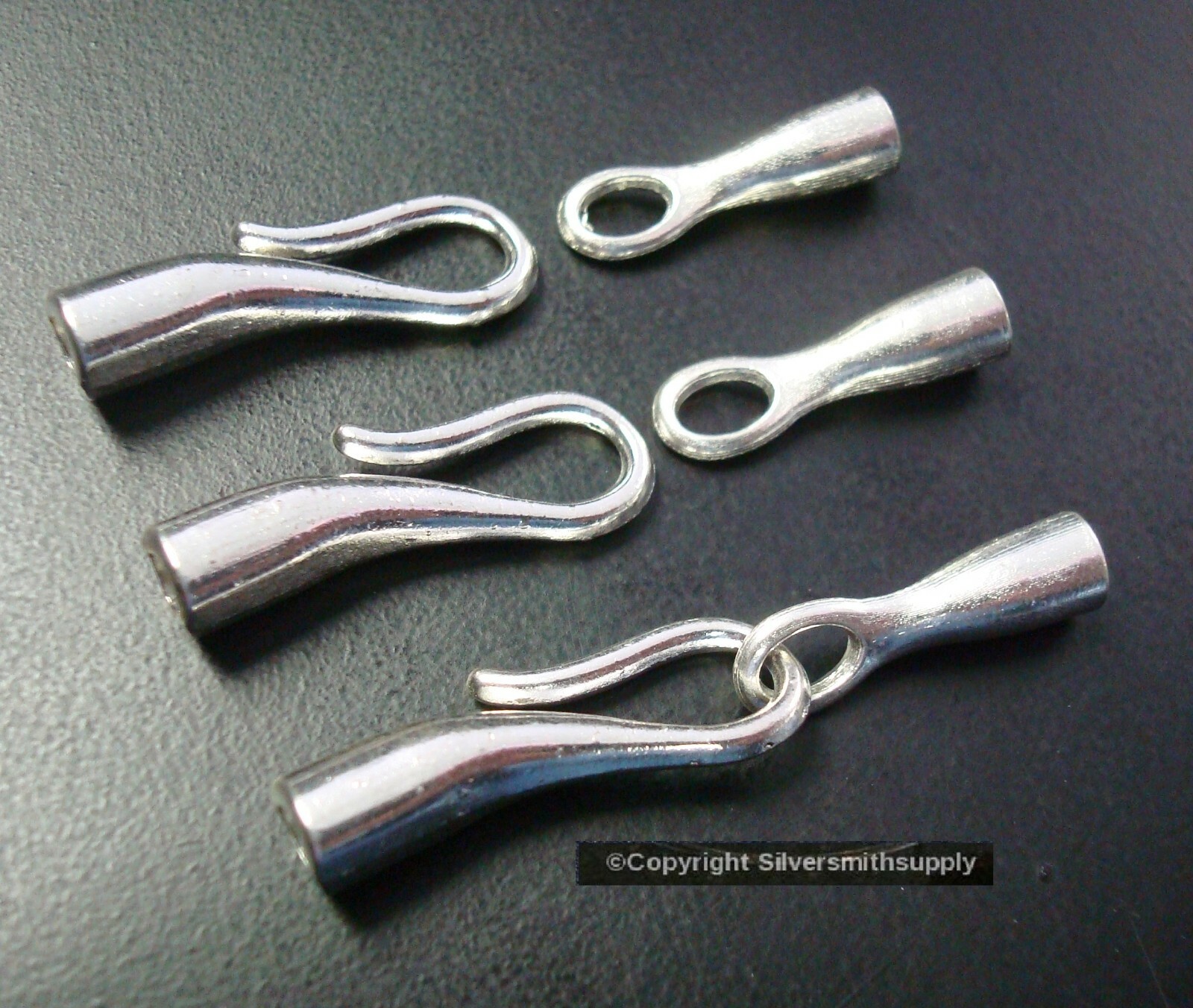 3 Jewelry clasps heavy 50mm hook & eye clasp SILVER plt use 4mm leather FPC244B