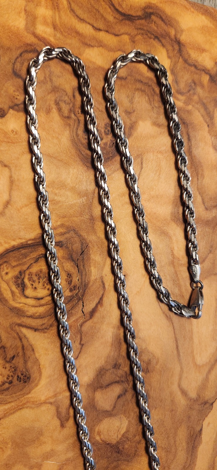 925 Sterling Silver Italian Rope Chain Necklace 19” Bracelet 7.5” Set Italy
