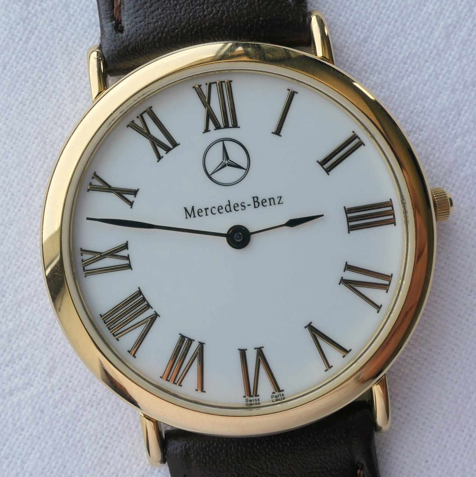 Mercedes Benz Classic Car Accessory 18k Gold Plated Swiss Made Luxury Watch