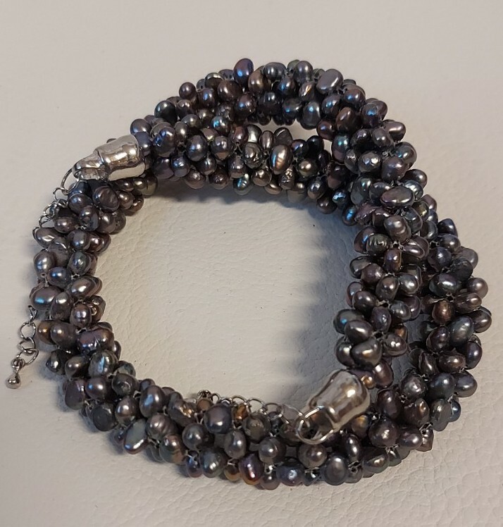 Pearl Choker Vintage Necklace Solid Pearl Charcoal From Italy