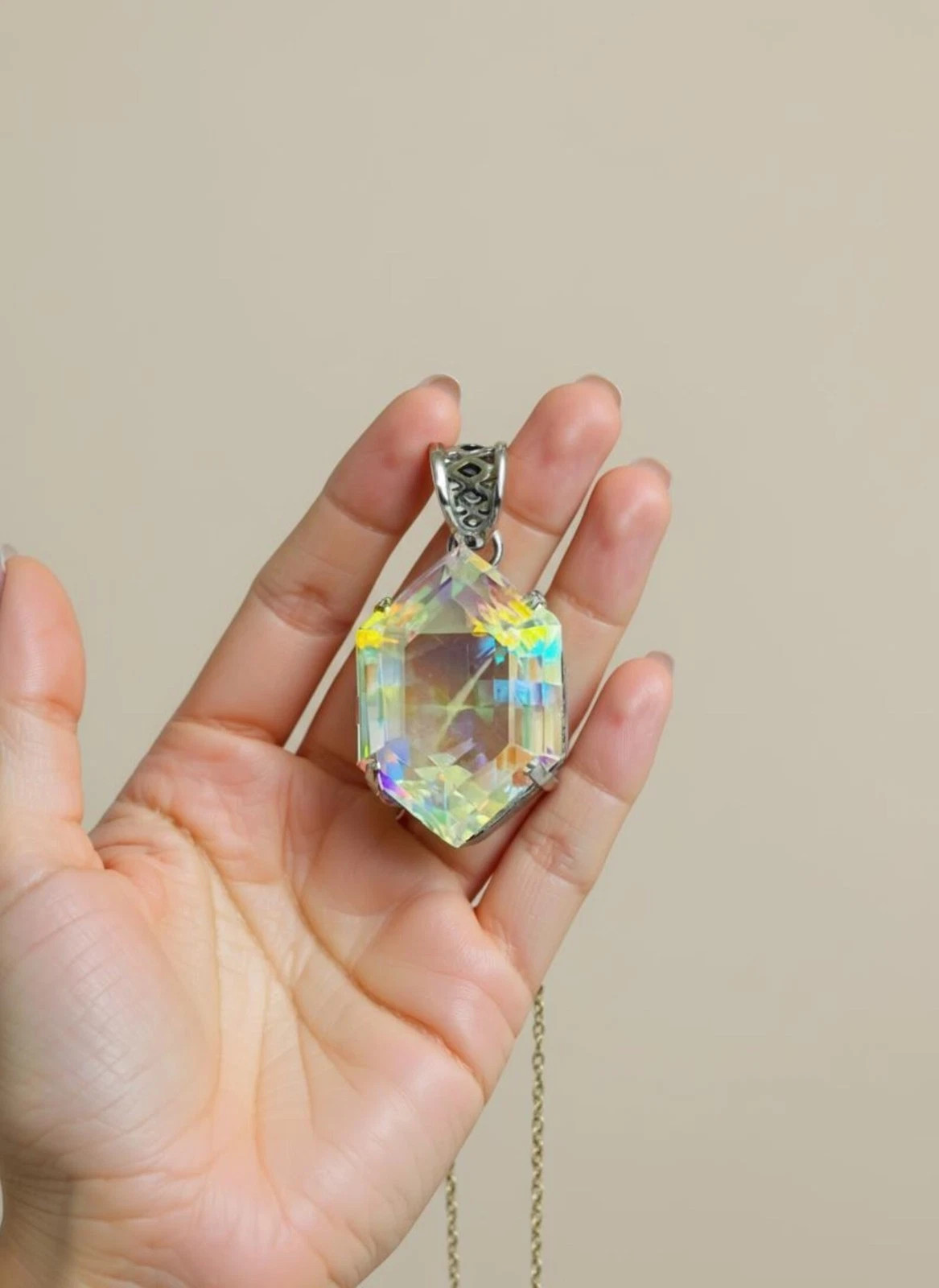 110 Ct GIE Natural Bi-Color Mystic Fancy Cut 925 Solid Silver Pendant Gemstone