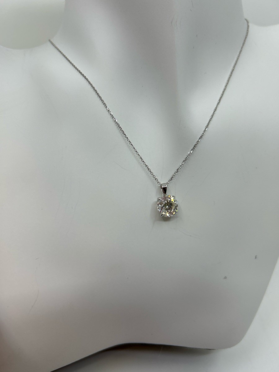 18″ Lab Grown Diamond Necklace Apx 2.0 CT. 14K White Gold 1.95g NEW (SB1109087)