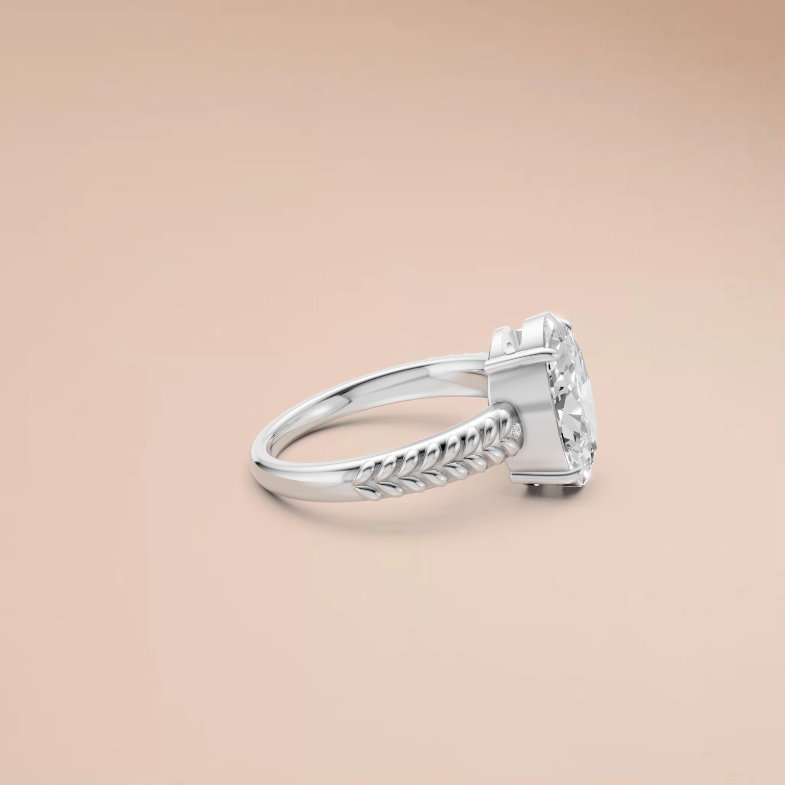 Three Stone Oval Lab Diamond Prong Set Solitaire Engagement Ring