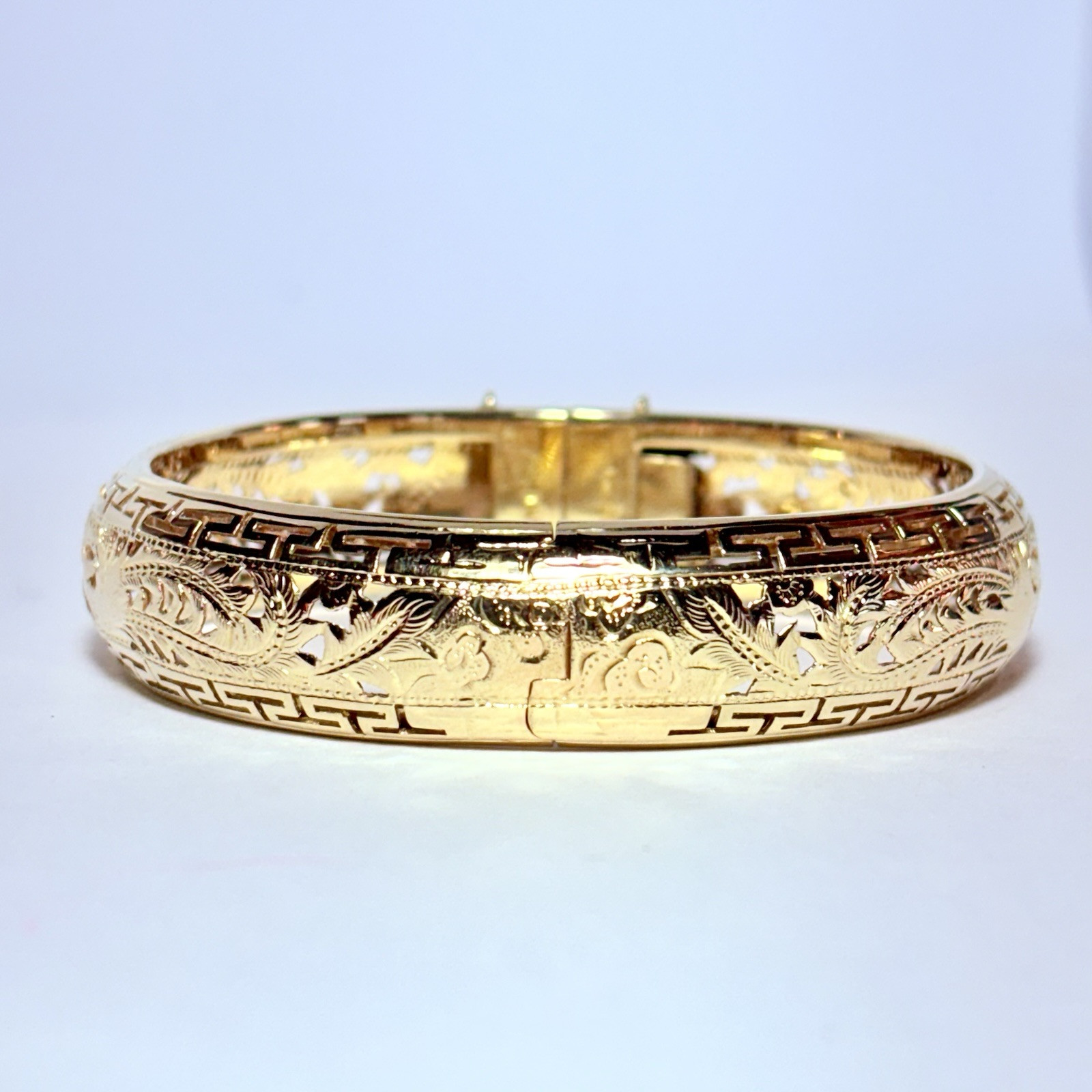 Ming’s Honolulu 14K Yellow Gold Double Phoenix 14mm 7″ Hinged Bracelet 25.0g
