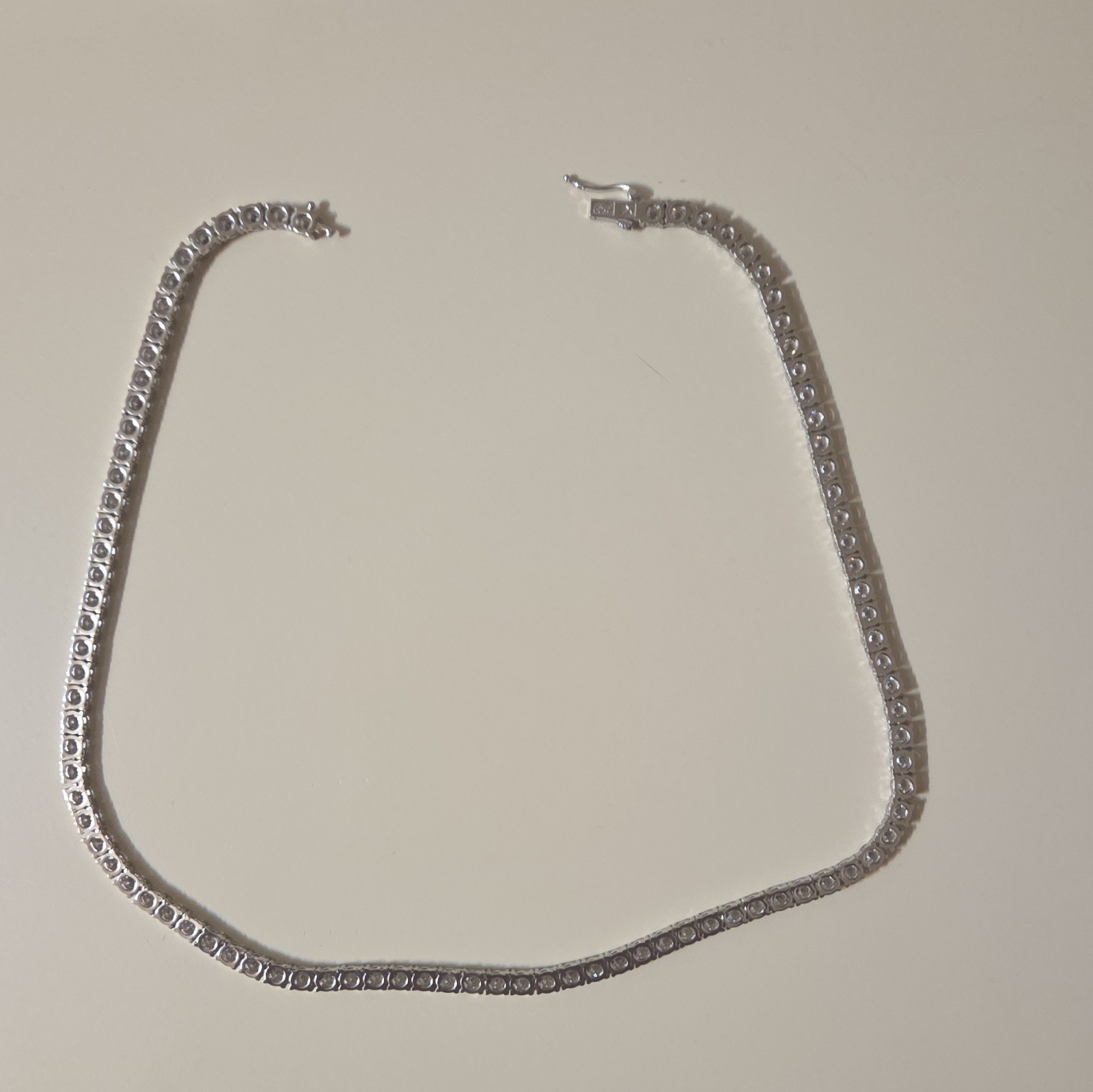 GLD White Gold CZ Tennis Chain, Prong Set, Box Clasp, 5mm, 20 inches