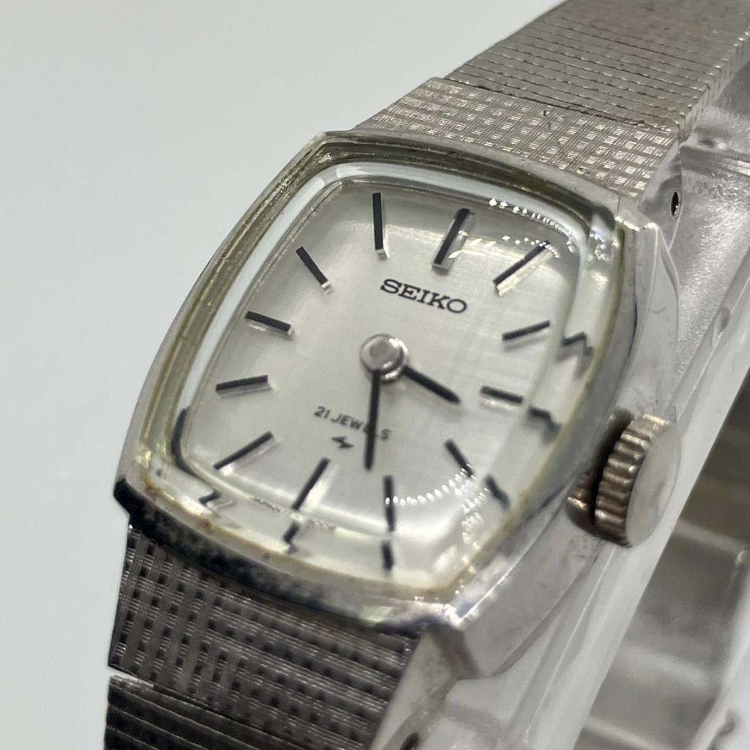 Good Condition Working Seiko 21 JEWELS Manual Winding Ladies Watch Silver