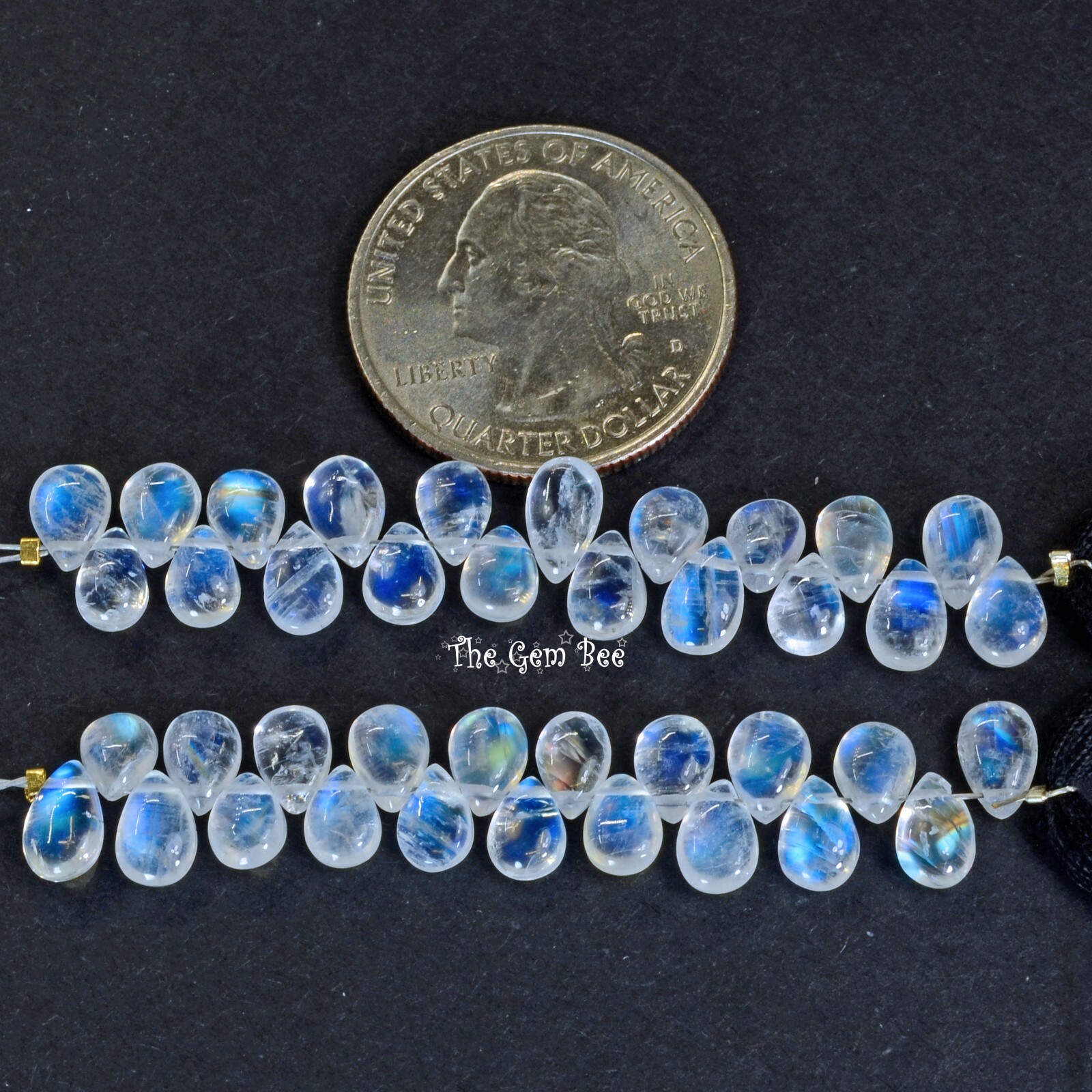 15 Carat Rainbow Moonstone Smooth Pear Briolette Bead (20)