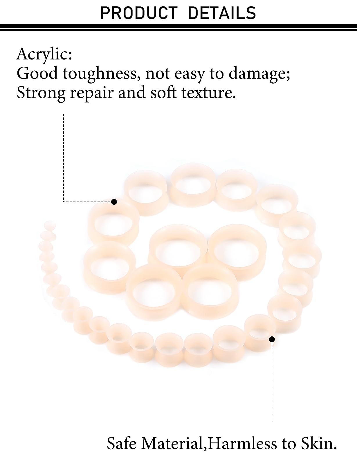 Kwoencxi 10G-25mm Flesh Skin Tone Silicone Gauges 25mm, Colour