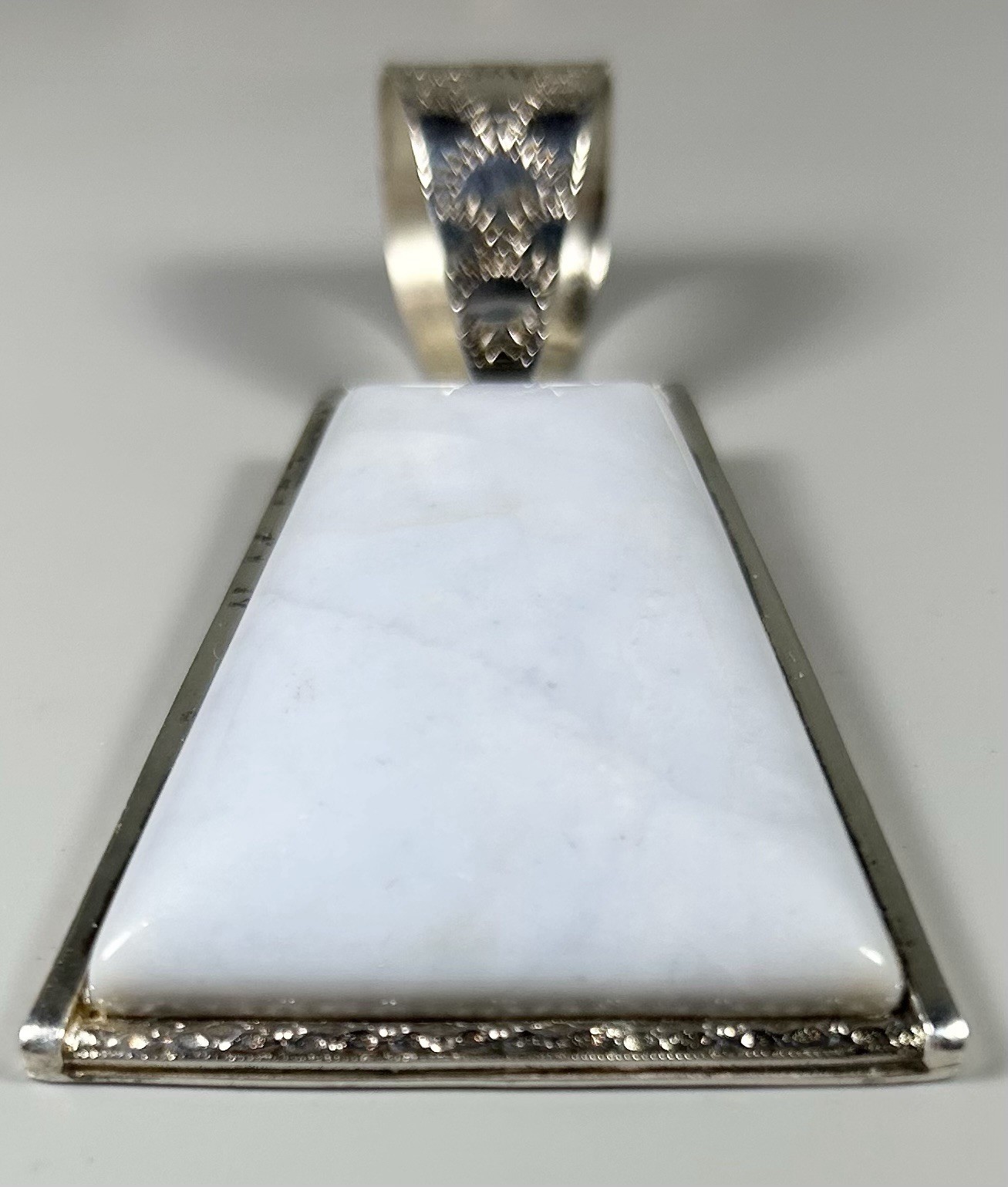 Jay King Mine Finds DTR 925 Sterling Silver Chalcedony Stamped Pendant 42 Grams