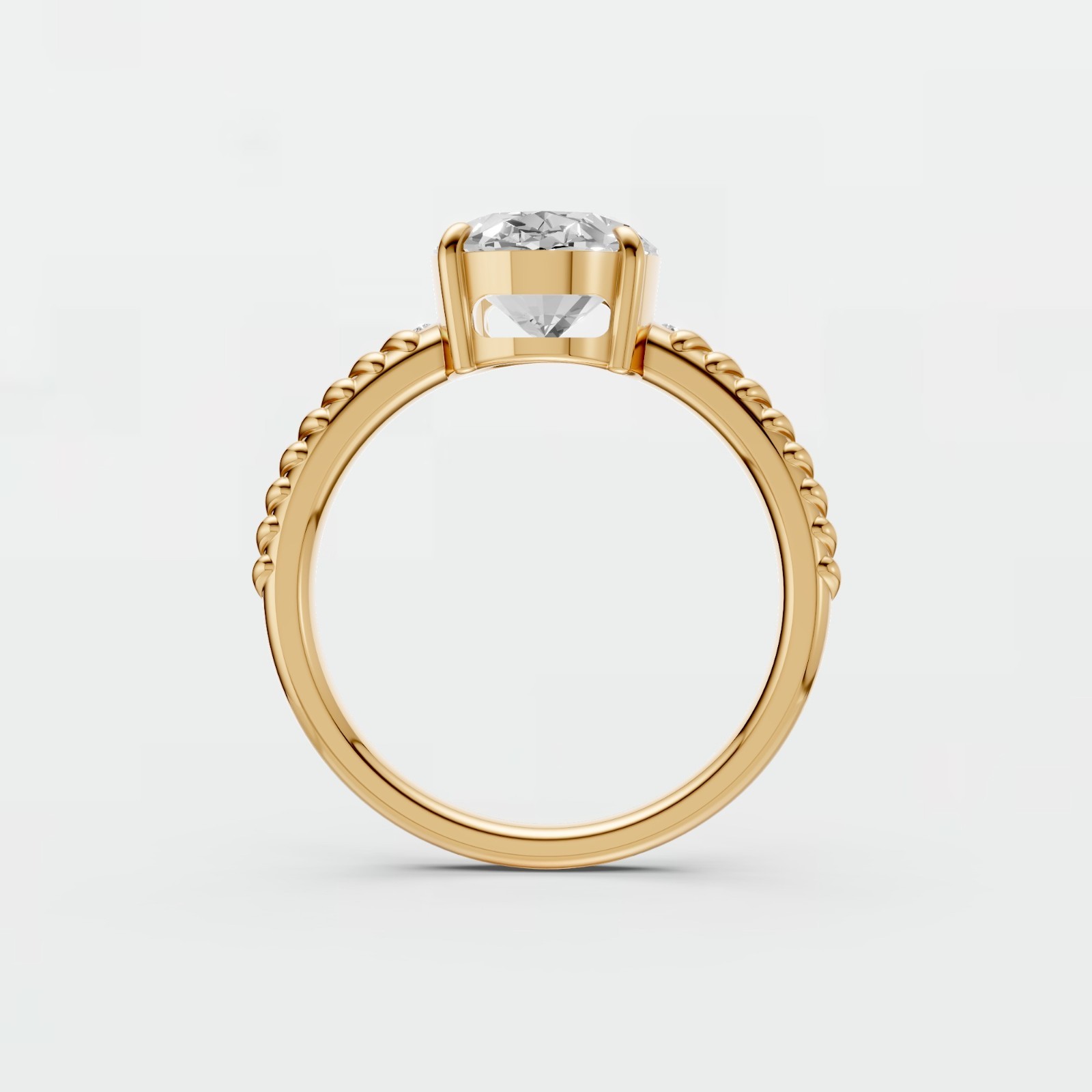 Three Stone Oval Lab Diamond Prong Set Solitaire Engagement Ring