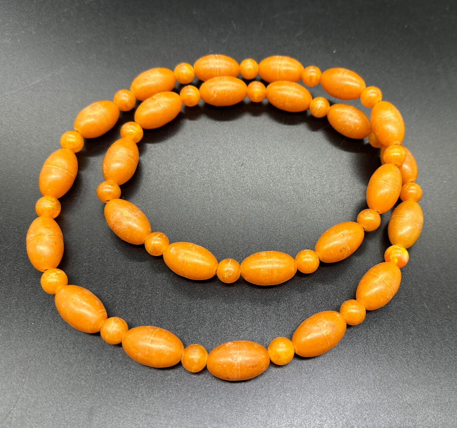 🙌Vintage plastic beads amber color imitation Length 40 cm (15.7 inches)ЮБ9
