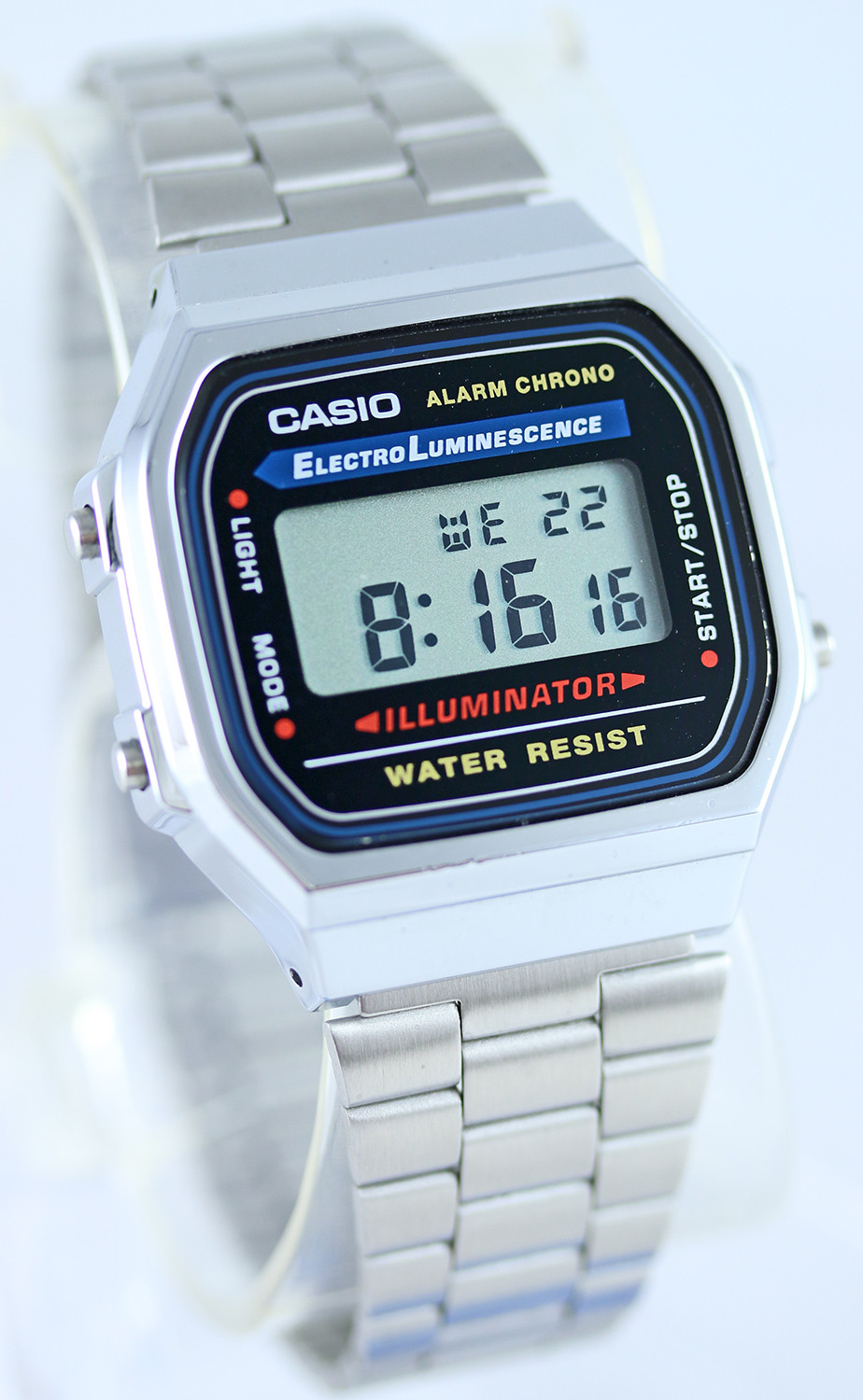 Casio A168WA-1 Men’s Stainless Steel Digital Alarm Stopwatch Watch New