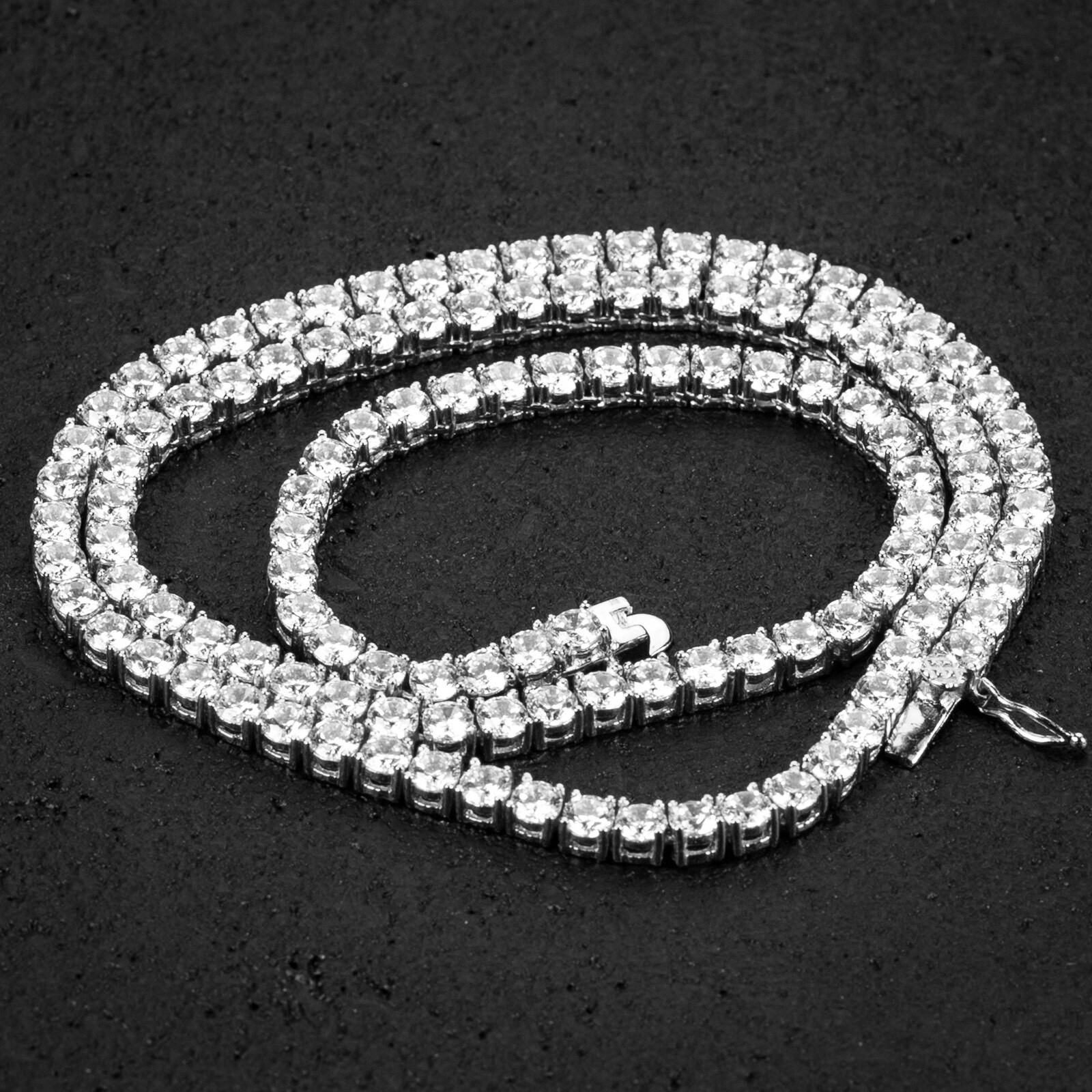 High-End Moissanite Brass 1 Row Tennis 4mm 18″ 20″ 24″ Chain Necklace Jewelry