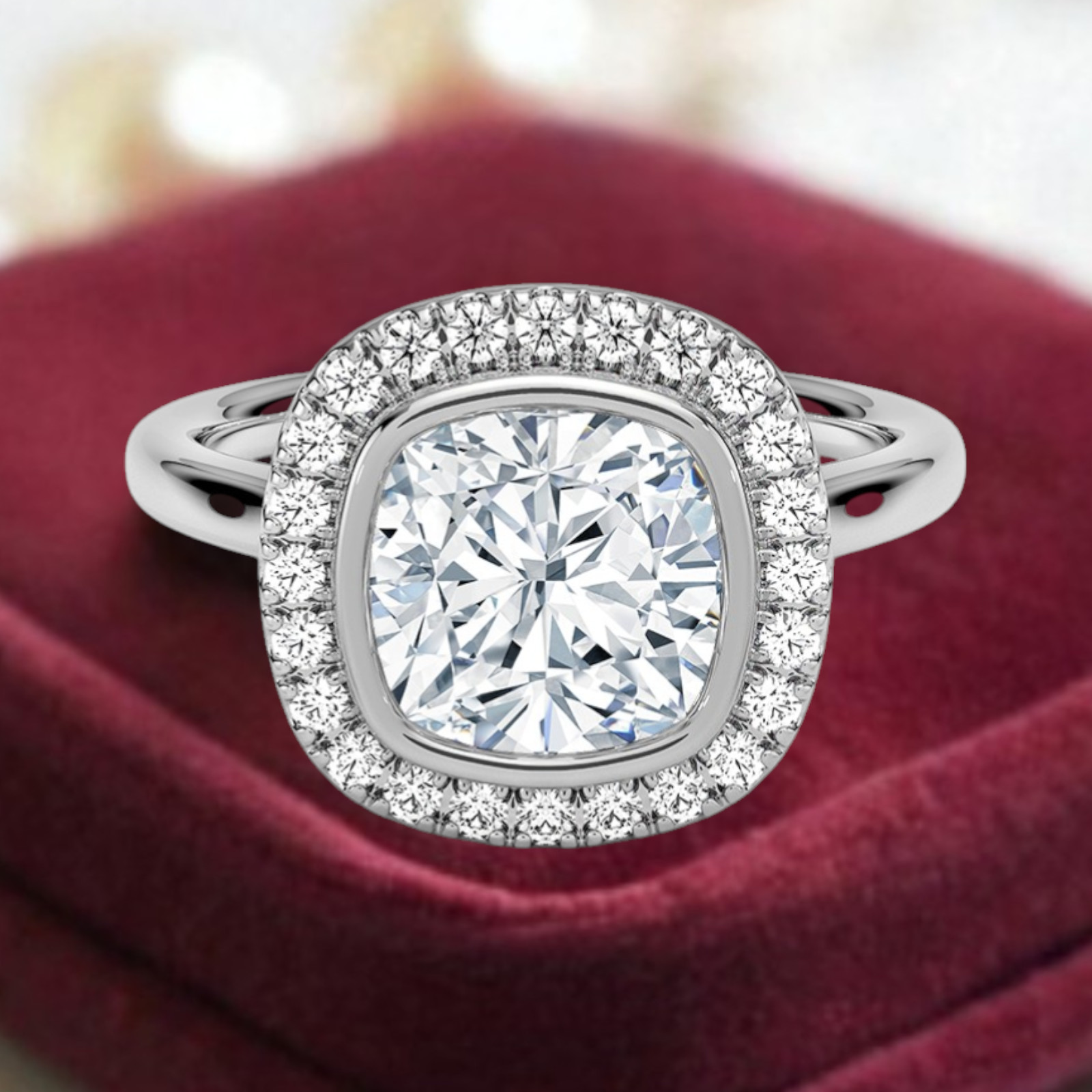 3.85 Ct Cushion IGI Certified Lab Created Diamond Engagement Ring 14k White Gold