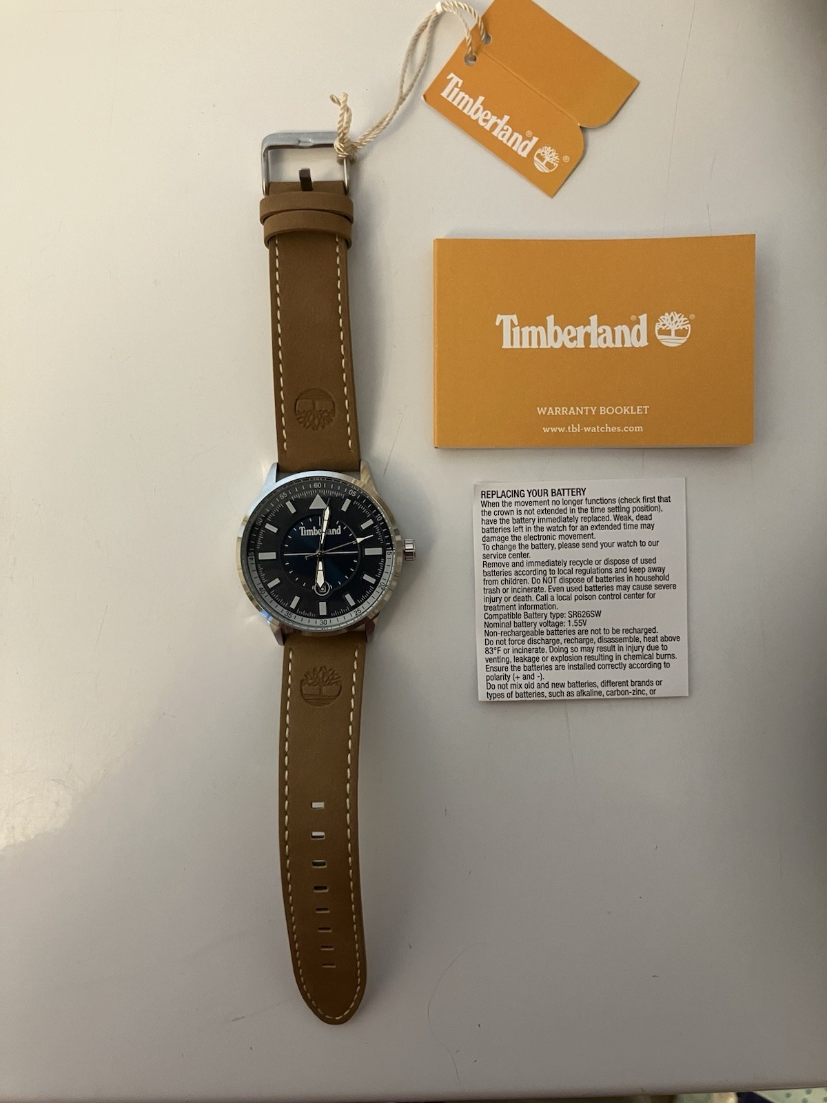 Timberland Classic Leather Men’s Watch, Miyota 2115 Quartz Date Movement NIB