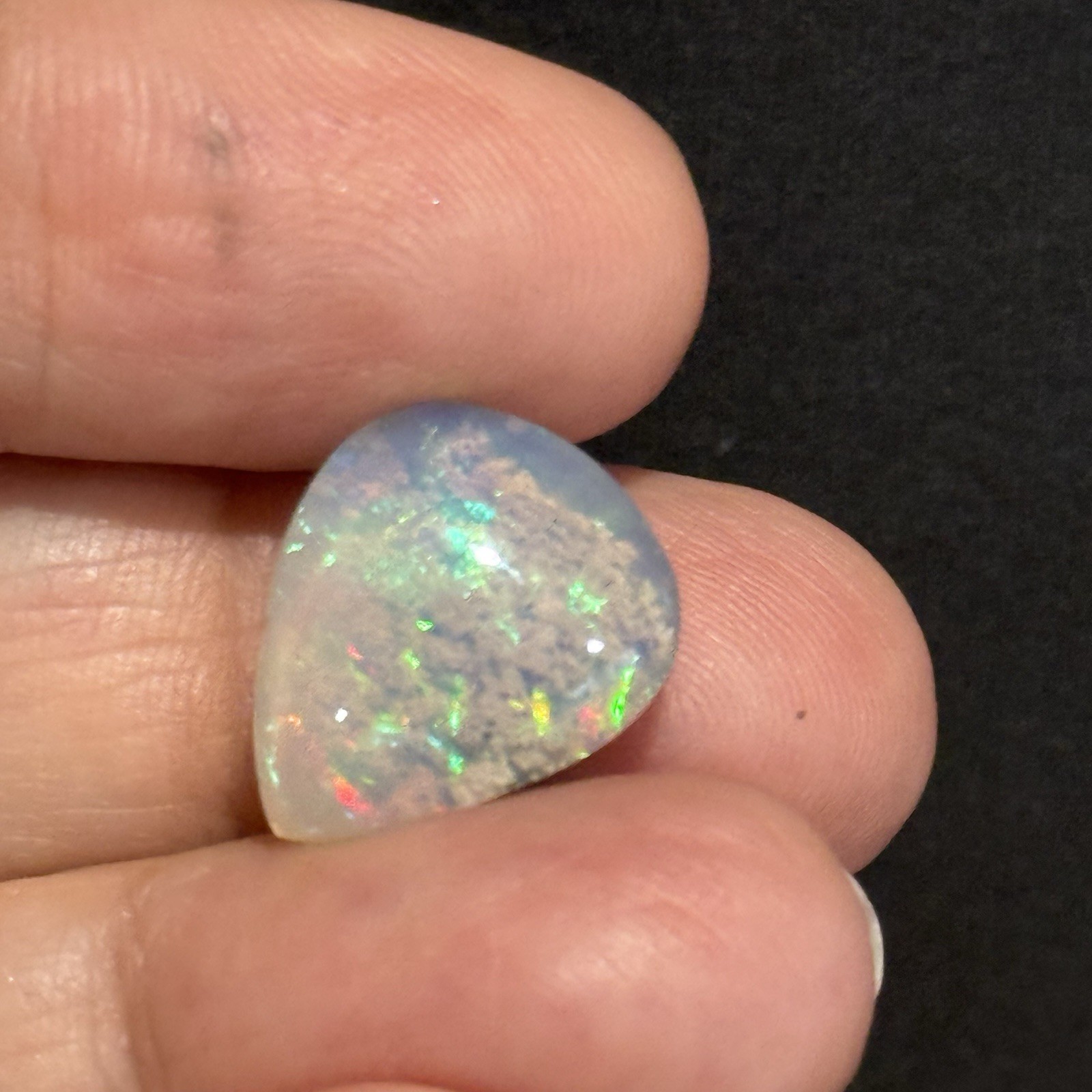 6.85ct 15.2×13.3×6.7mm Fine Galaxy Ethiopian Welo Opal Pear Shaped Cabochon Gem