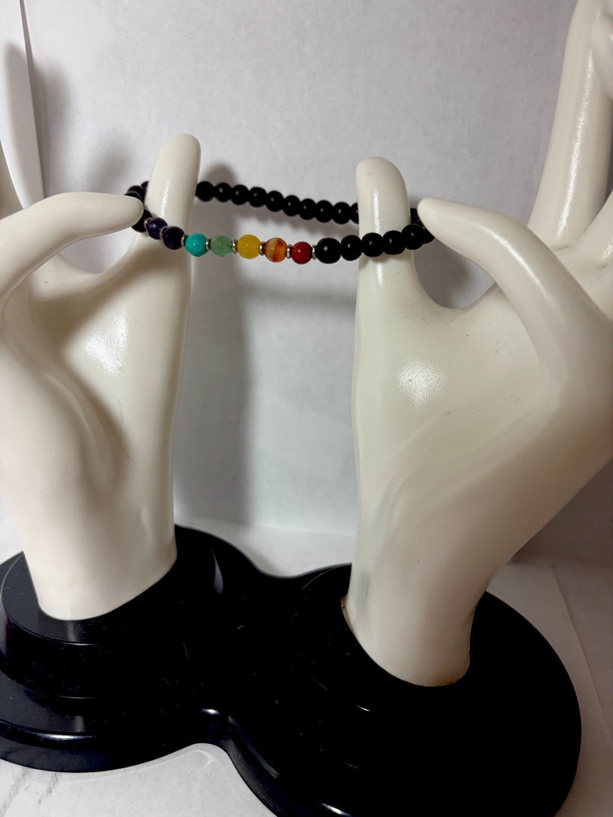 essentialRITUAL Beaded Stretch Bracelet Multicolor Stone Beads Chakra NWOT