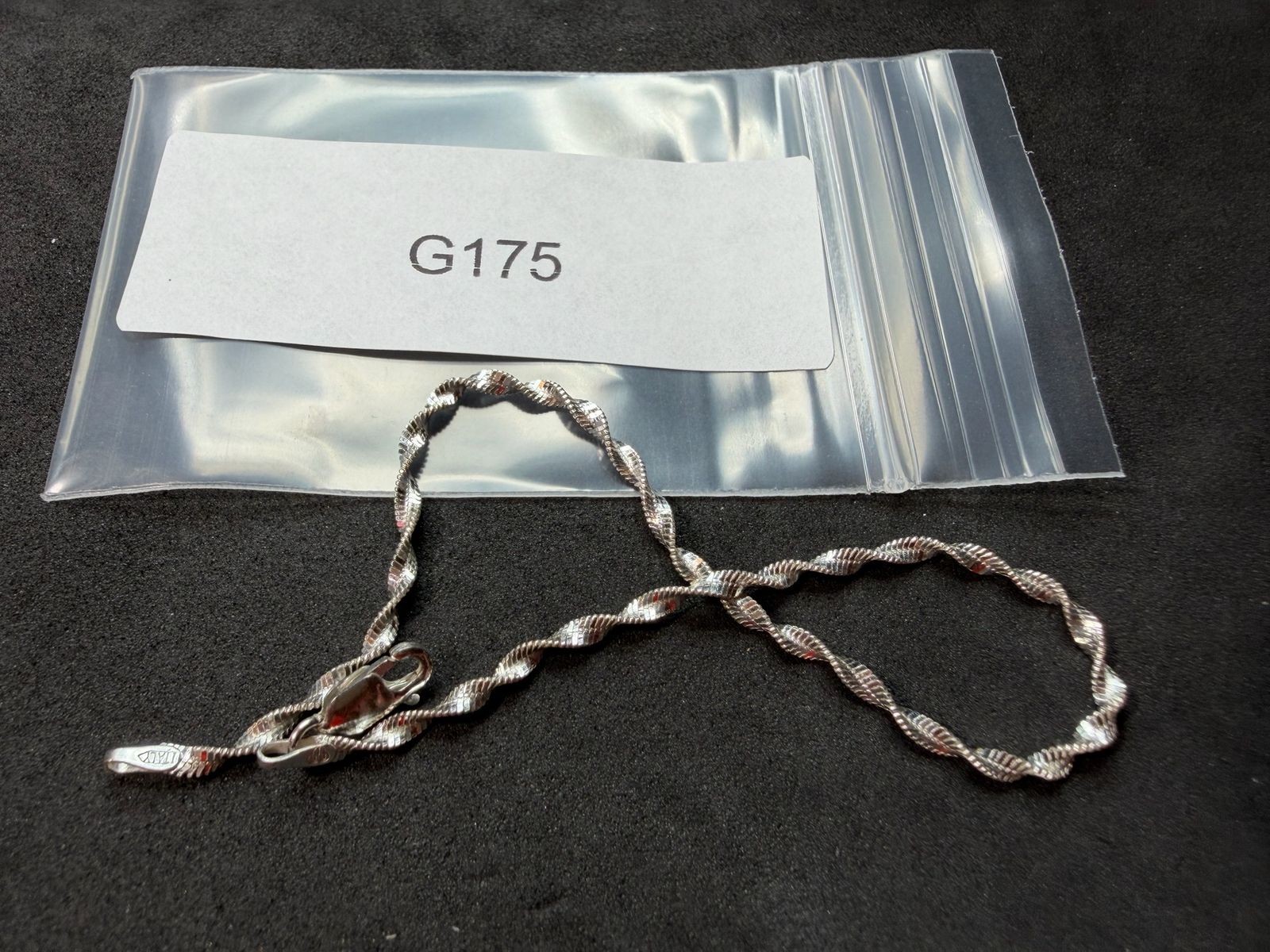 2.32g Vintage Sterling Silver 925 Twisted Chain Bracelet 8 in M