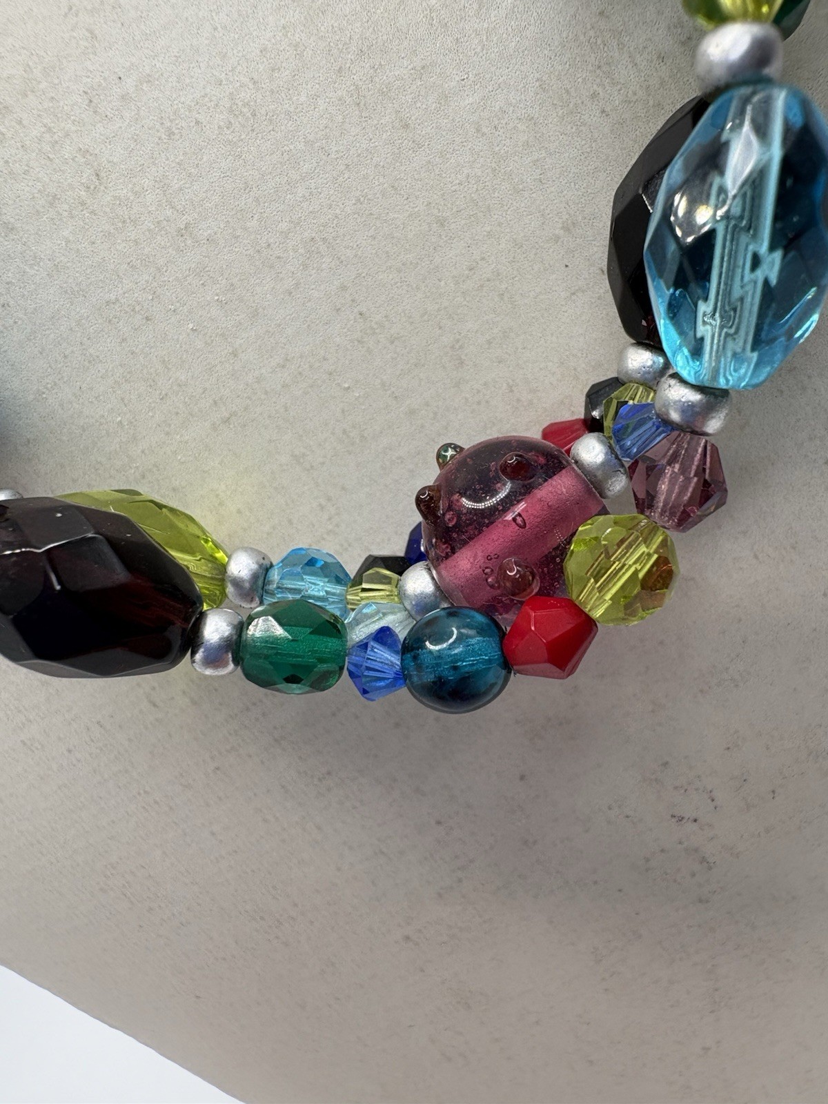 Art Glass Bead Necklace Chicos Adjustable Length 16 – 20 Inches Faceted