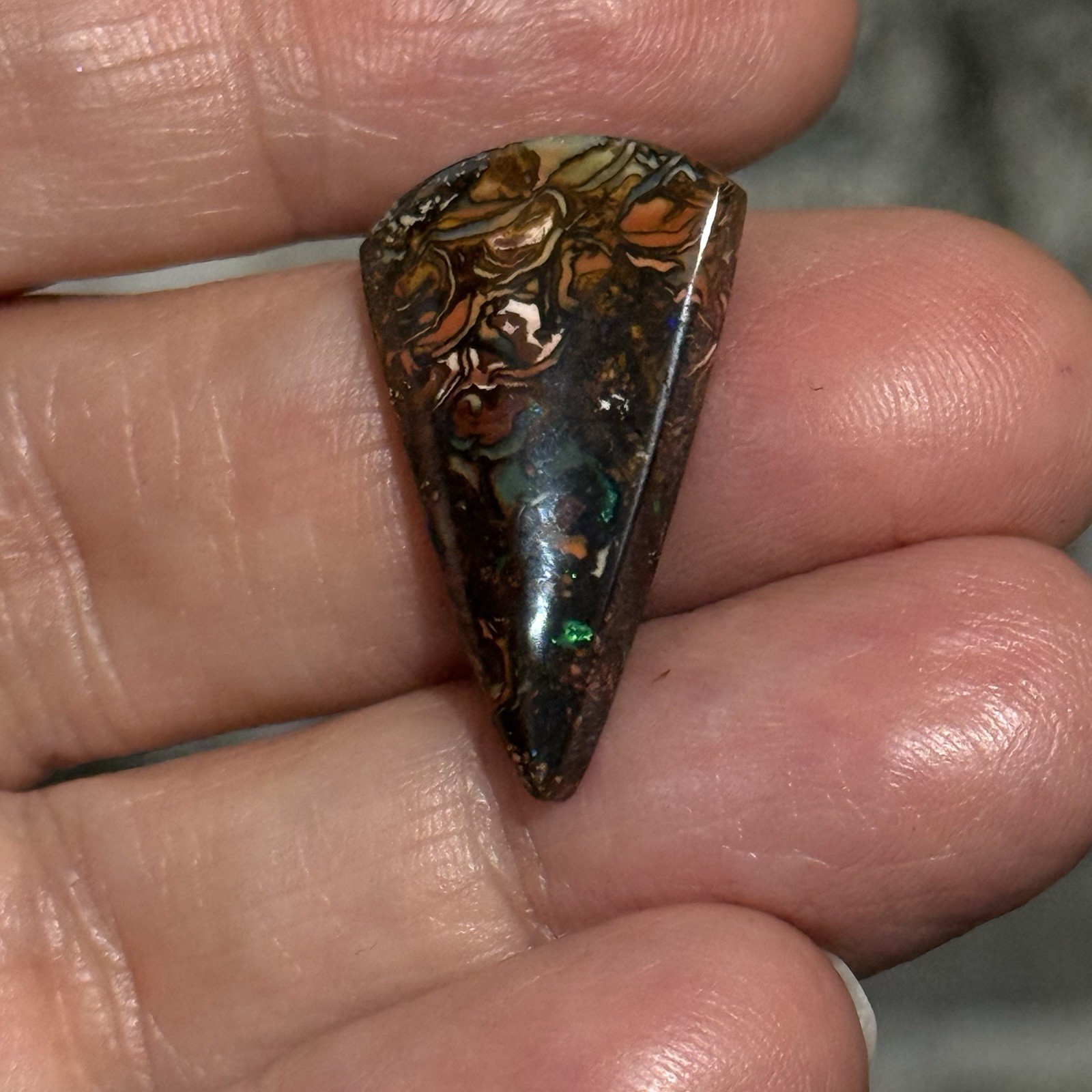 11ct 25×15.8×3.7mm Colorful Australian Koroit Boulder Opal Drop Cabochon Gem