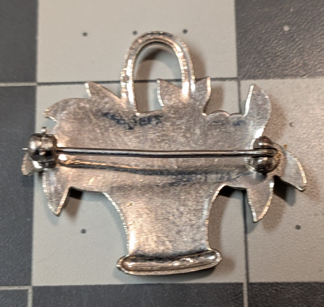 Vintage Sterling Silver Marcasite Flower Basket Brooch Pin 6.58g