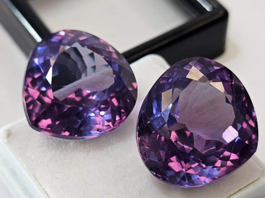 Colour Change 40+ Ct Alexandrite Pear Cut Natural Pair Loose Gemstone
