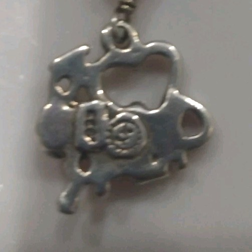 SJC Signed & 925 Marked Open Heart Cheer Charm Pendant Crystal Sterling Silver