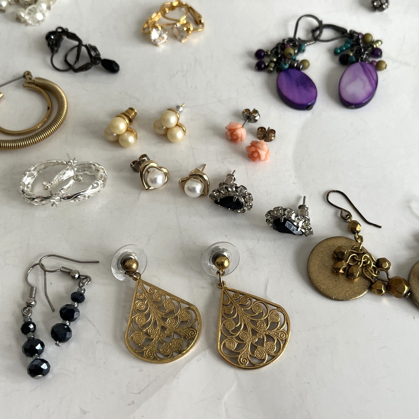 Vintage Costume Jewelry Lot of 20 Earrings Pierced Not Signed
