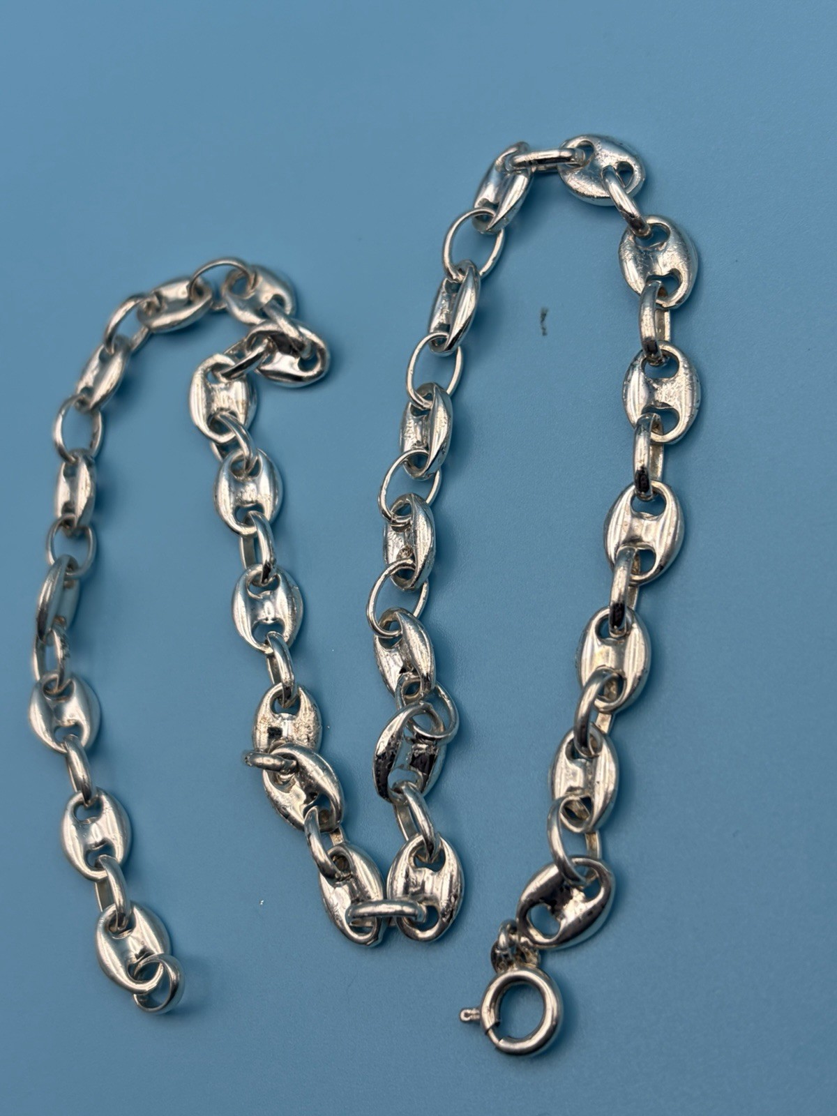 Vintage UnoAerre Italian Sterling Silver 925 Puffed Mariner Chain Necklace Rare!