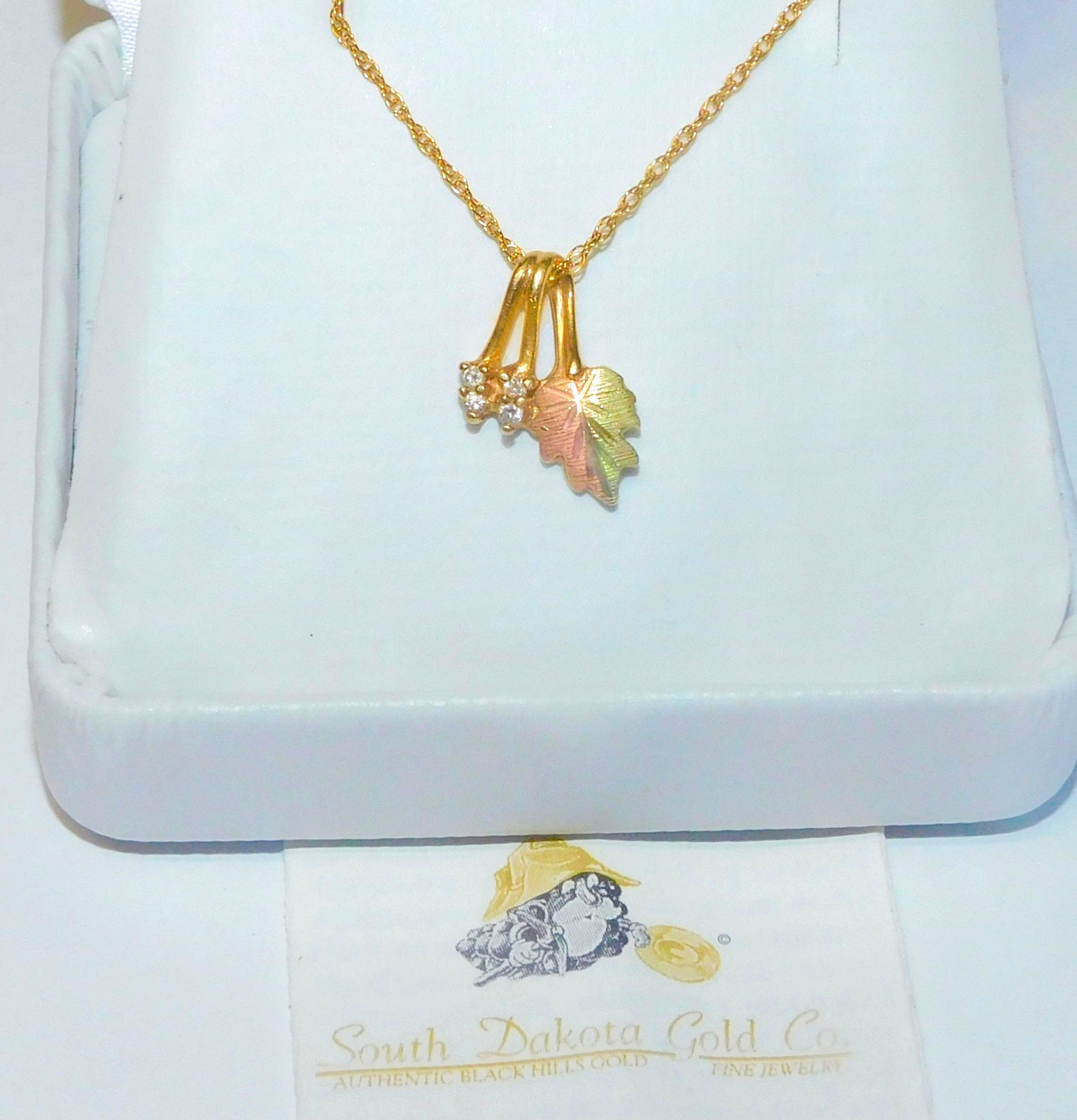 Black Hills Gold 10k Four Stone Diamond Pendant Necklace