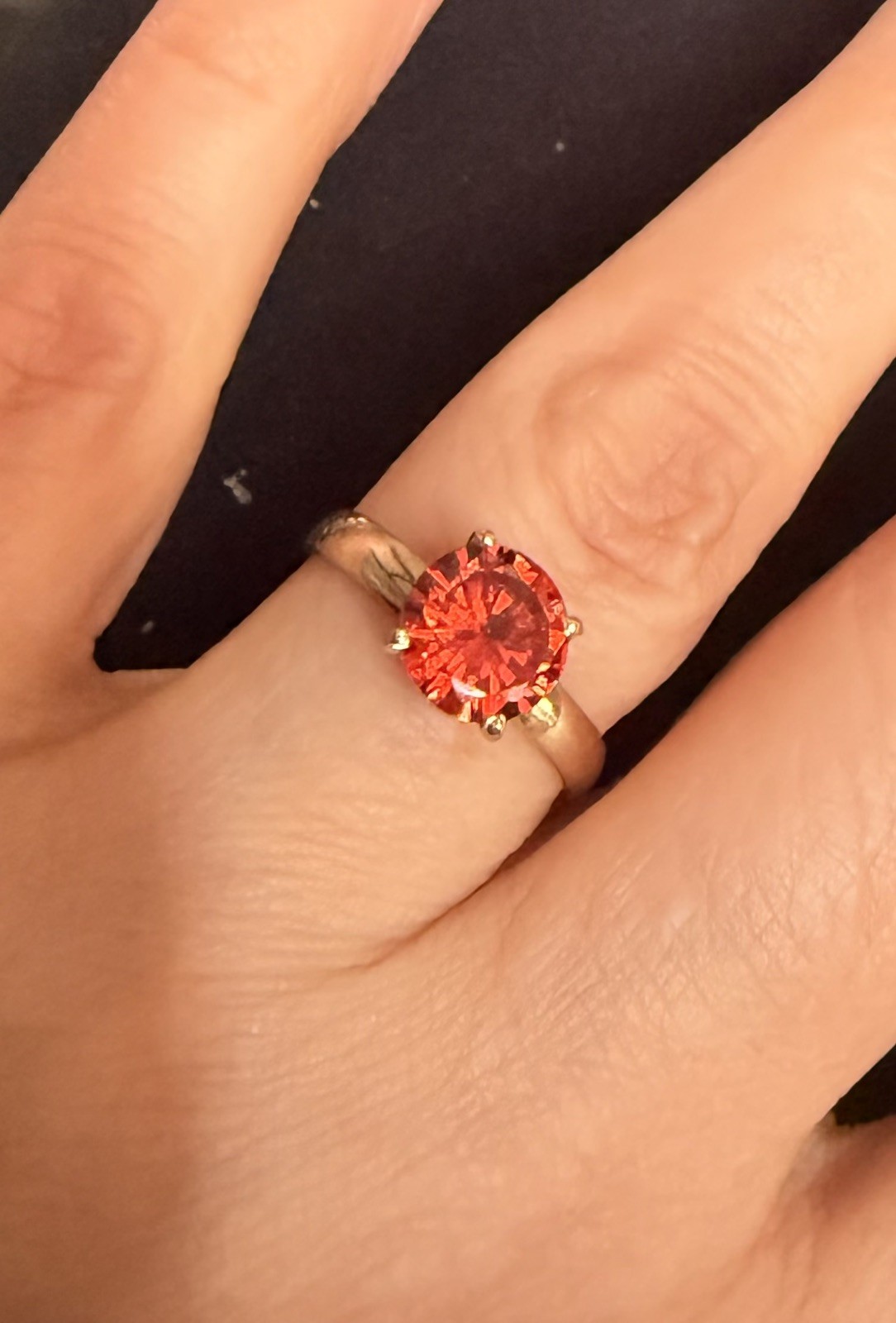14k Yellow Gold Natural Ceylon Orange Sapphire Ring