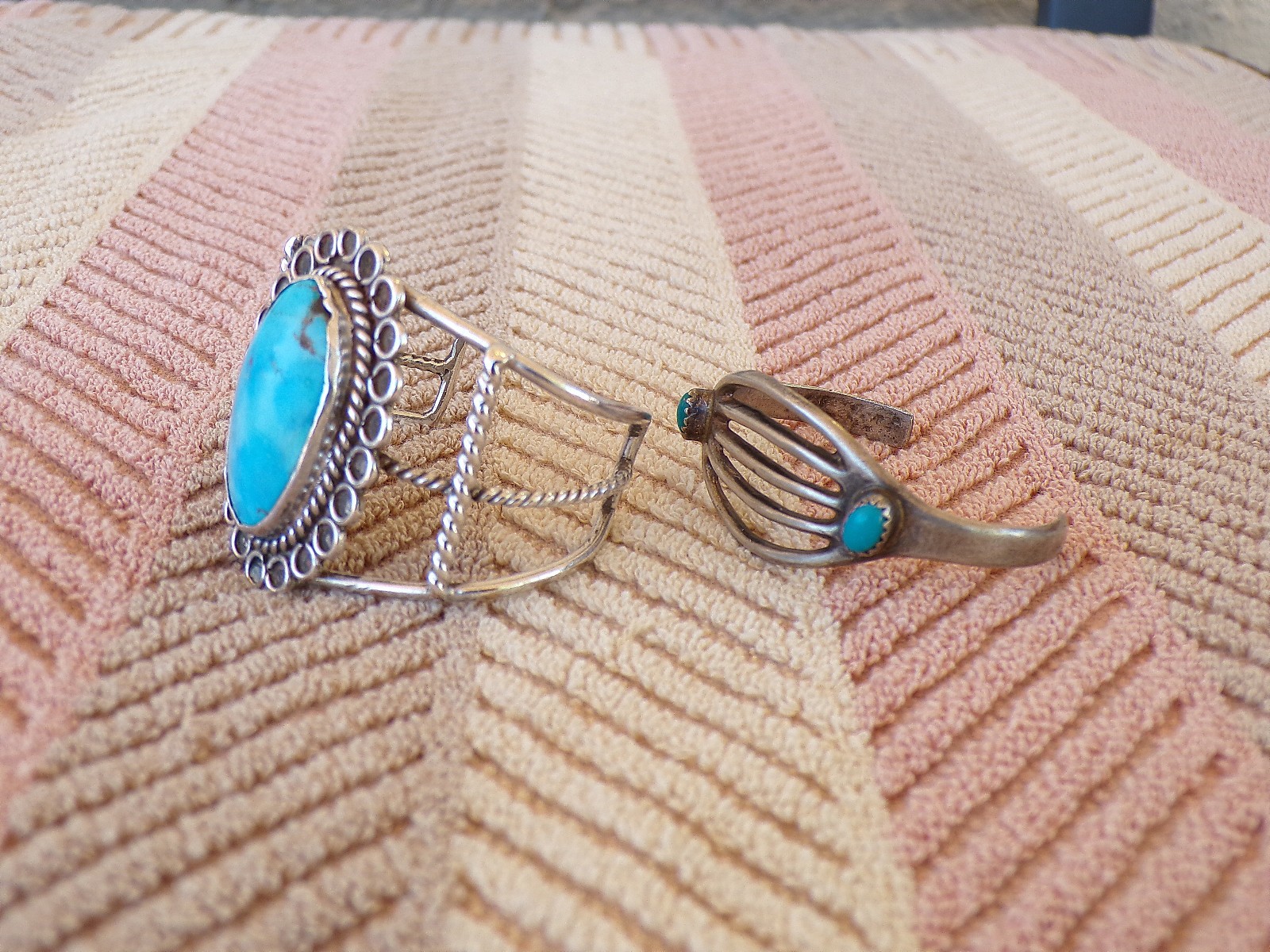 2 BABY BLING Childrens Sterling & Turquoise Bracelets 1 Repaired 35 Grams Total