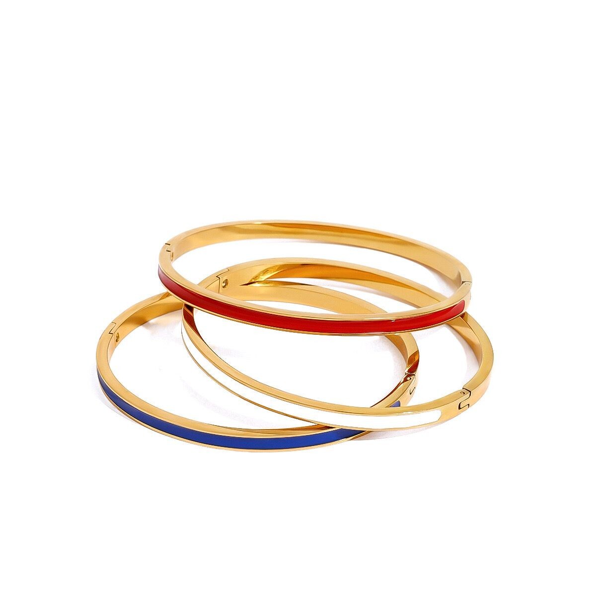 3 Colors Woman 18K Gold Plated Enamel Bracelet Bangle Cuff
