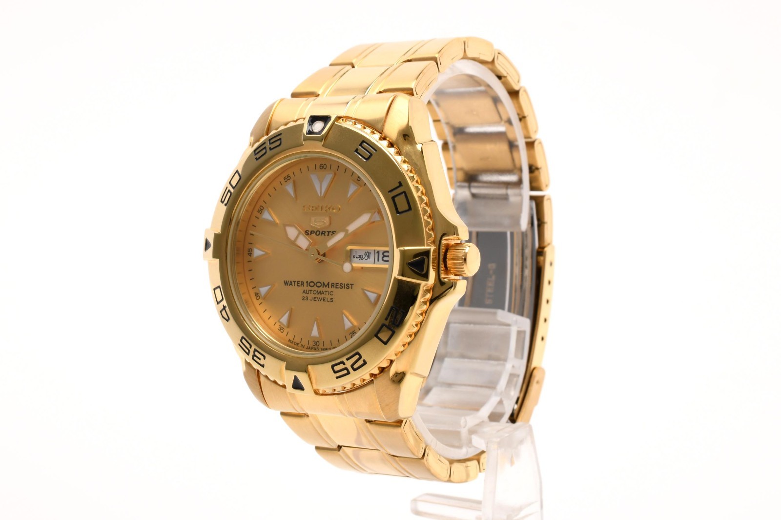 Seiko 5 Sports Gold Dial Automatic 7S36-00Y0 40mm Day-Date Men’s [Near Mint]