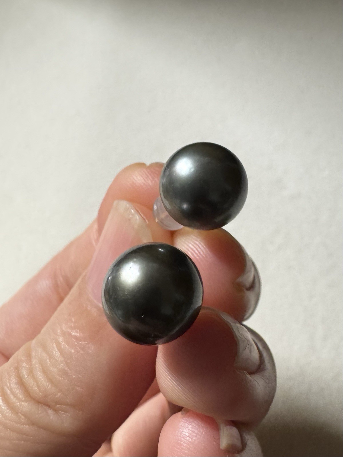10.2mm Cultured Tahitian Pearl round Stud Earrings 18K Yellow Gold new free ship
