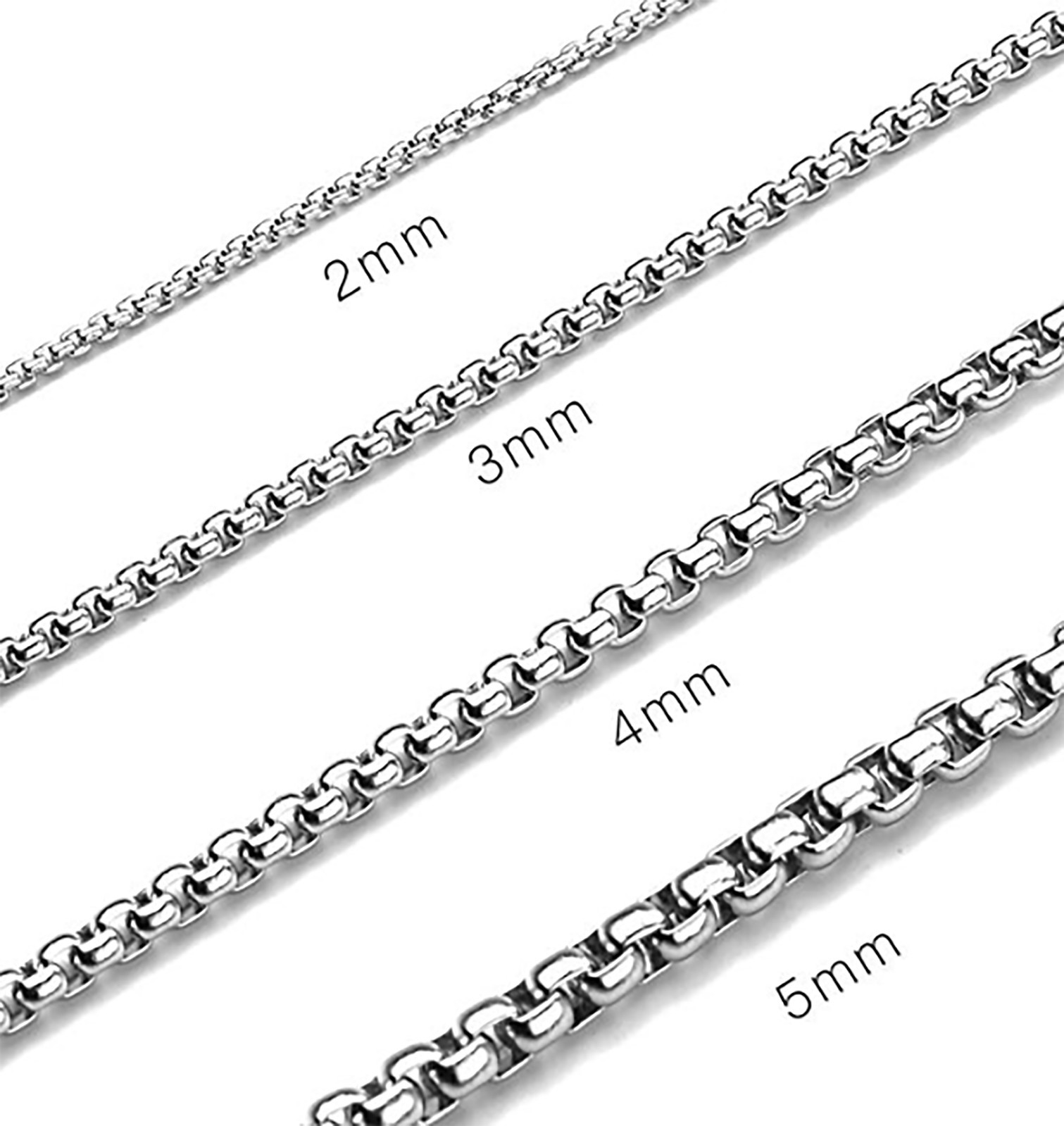 Real ITALIAN 14K White Gold Finish Men’s Rolo Round Box Chain Necklace