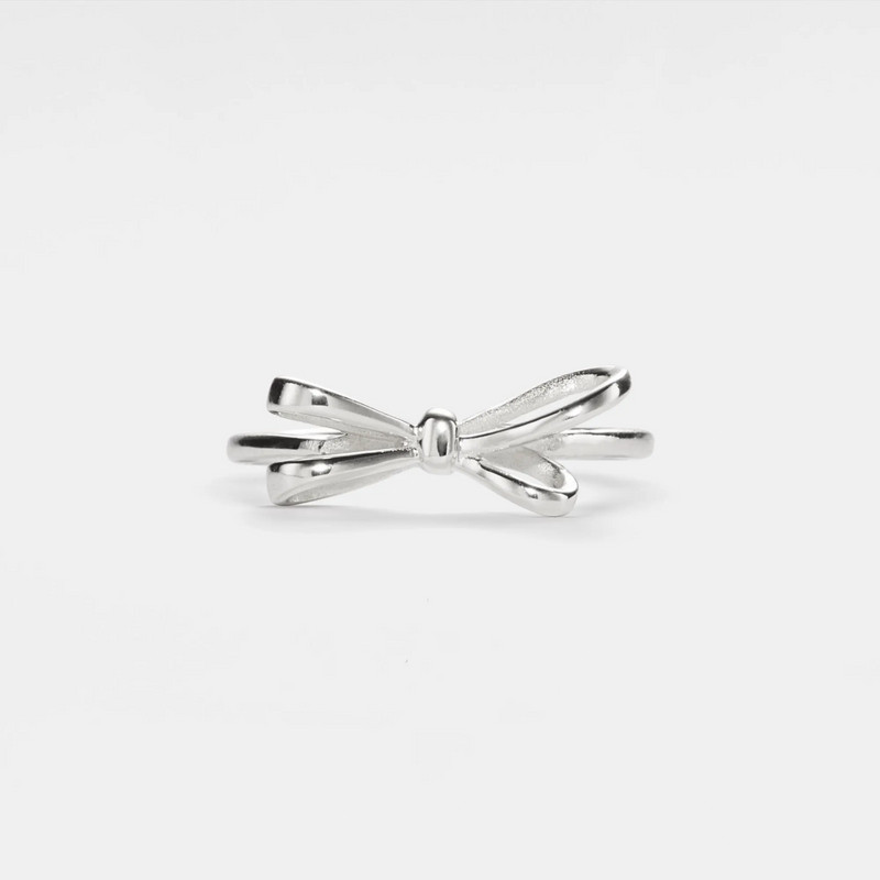 Dainty Bow Tie Bowknot Band Stacking Ring in 925 Sterling Silver