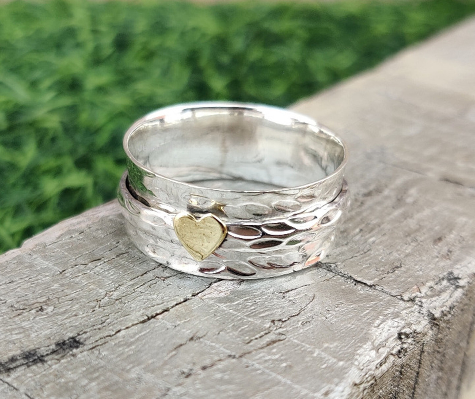 925 Sterling Silver One Tone Heart Spinner Ring Handmade All Size Ring RN61
