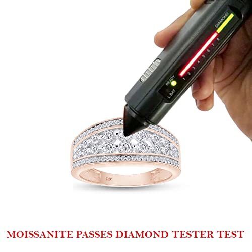 0.70 Ct Moissanite Four Row Wedding Band Ring For Women In 10K Or 14k Solid Gold