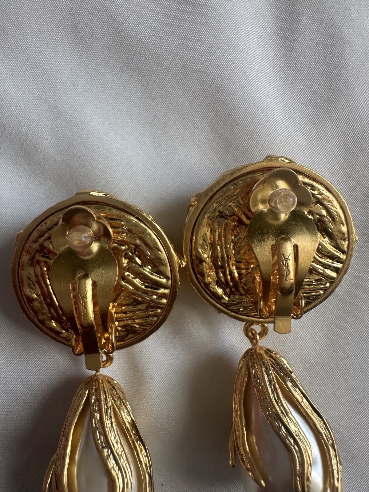 Vintage YVES SAINT LAURENT Ysl by Robert Goossens Ornate Pearl Drop Earrings