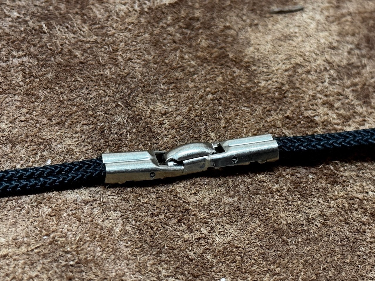 JB Champion USA black 2mm cord vintage band 1940s for 1-hole lug ladies watch