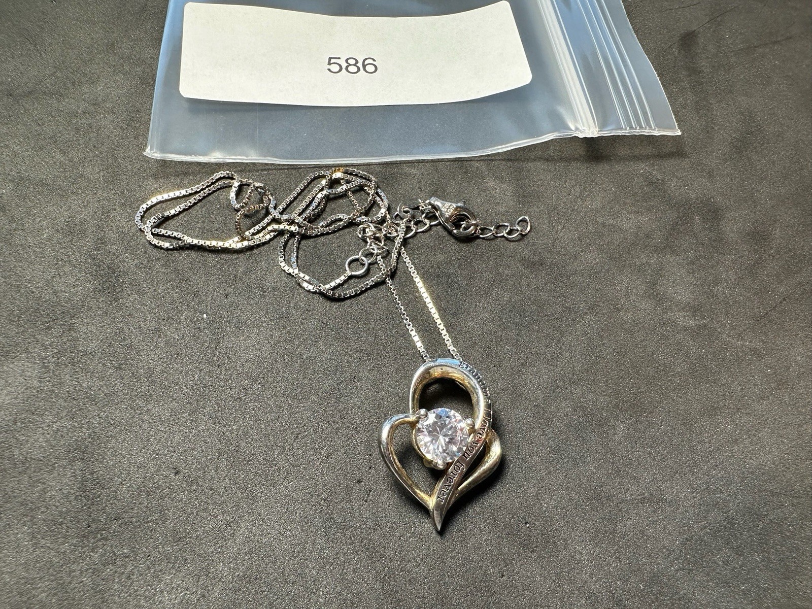 6.00g Vintage 925 Sterling Silver Open Heart Solitaire Adjustable M 19.5 in
