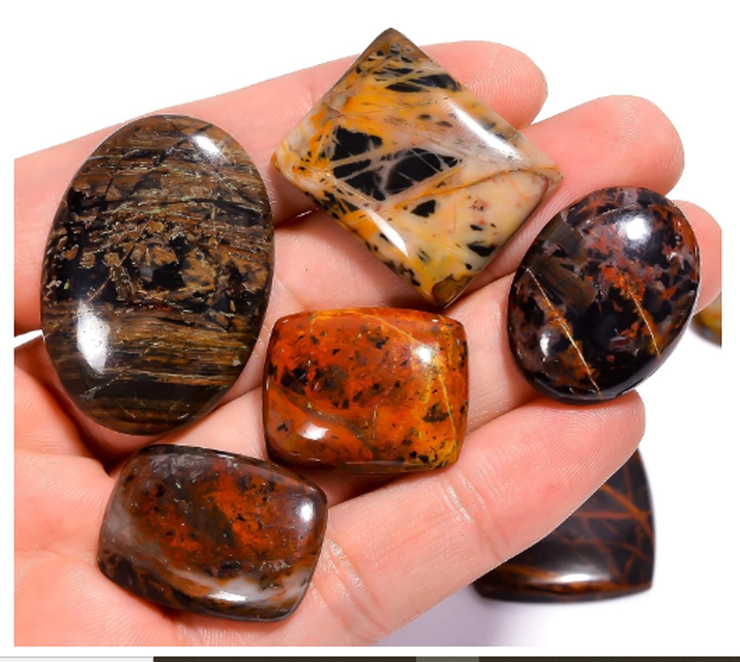 3 pcs Natural Pilbara Jasper Cab Loose Gemstone 50.00 Lot for Jewelry Making