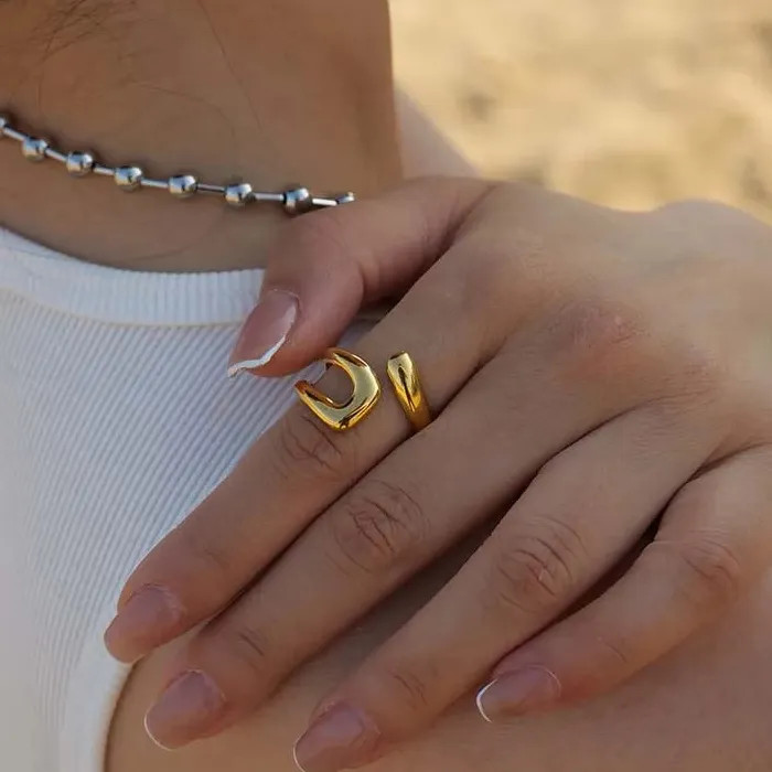 Vintage Geometric Mood Tracker Ring for Women Gold Fashion Jewelry