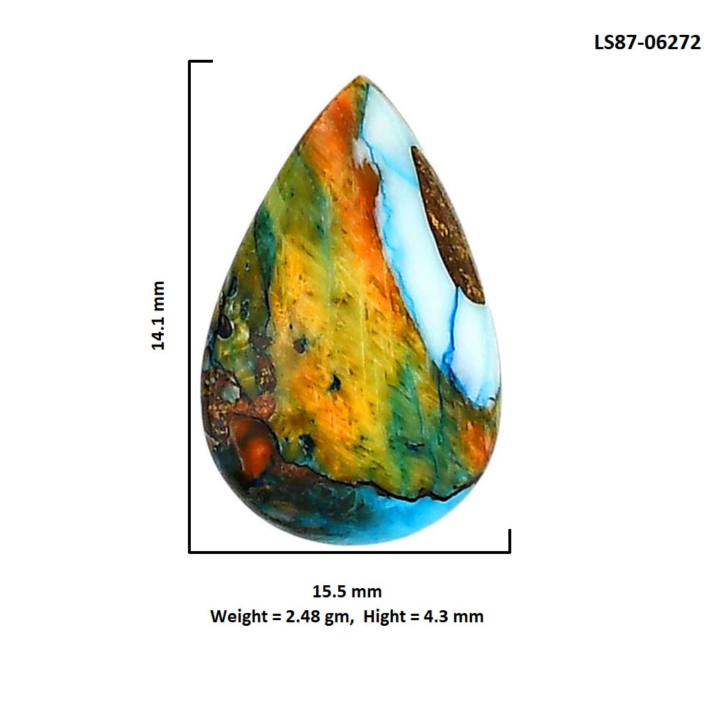 Spiny Oyster Turquoise 15.5×14.1×4.3 mm Pear Shape Polished Gemstone LS87-06272
