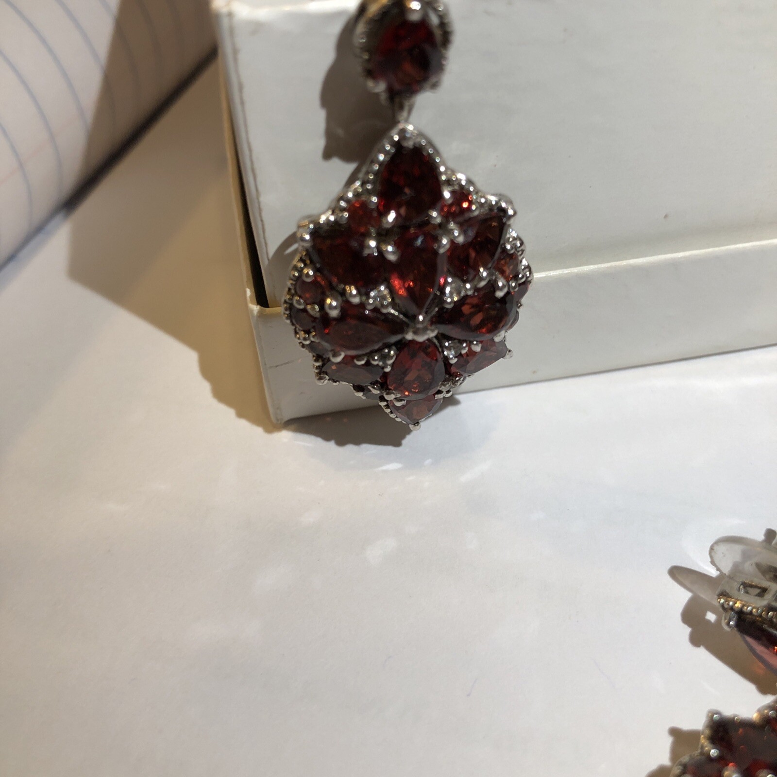Red Garnet Cluster Marquise 925 Sterling Silver Dangle Earrings