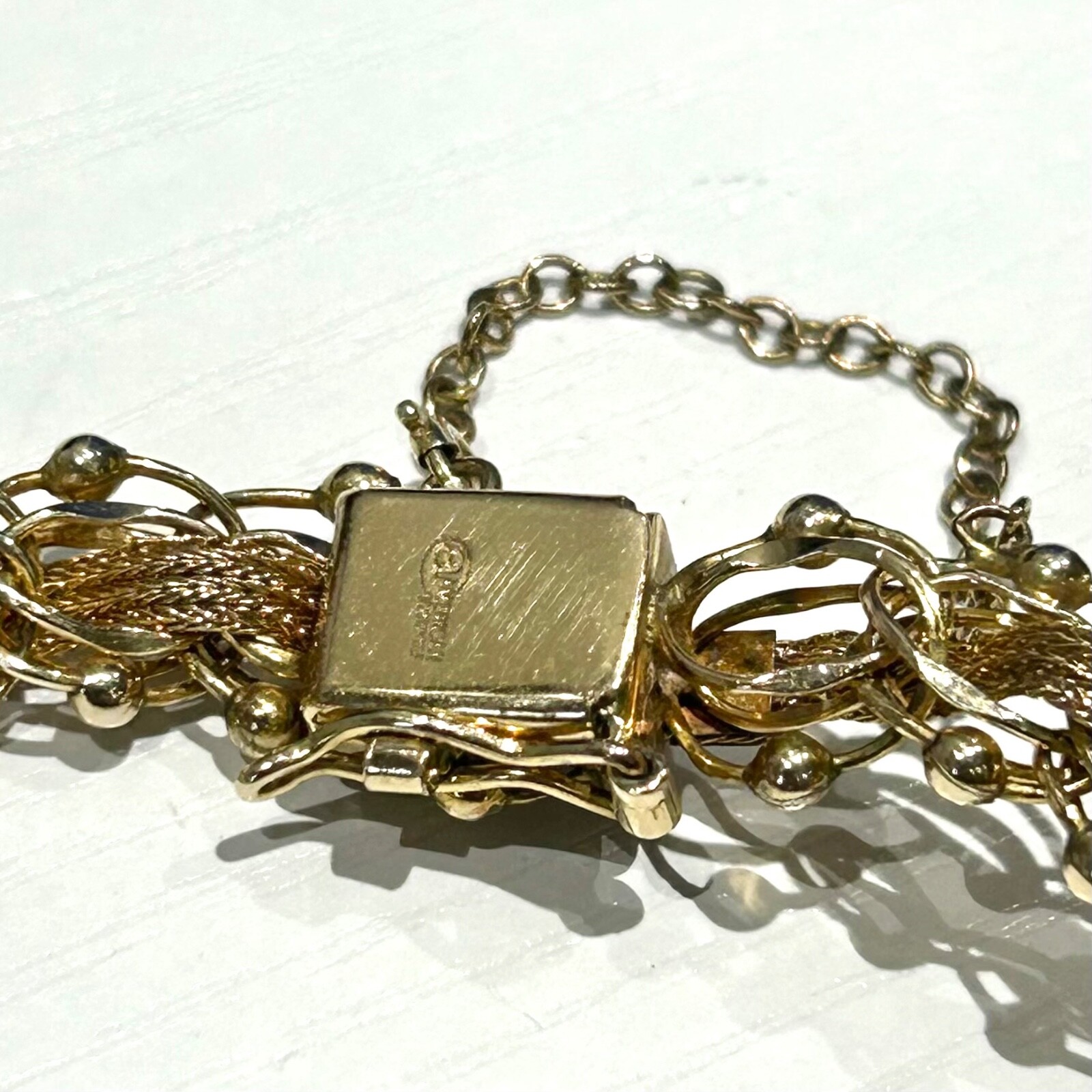 12k Gold Filled American Charm Mesh Sputnik Bracelet 7in Vintage 12gr