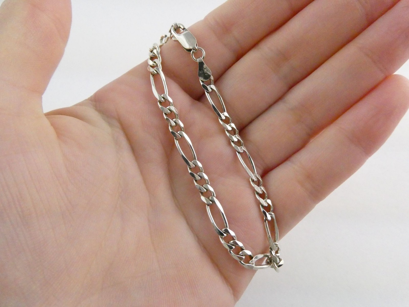 RL Designer Sterling Silver Long and Short Chain Link Bracelet 925 7.5 Inch 6.2g